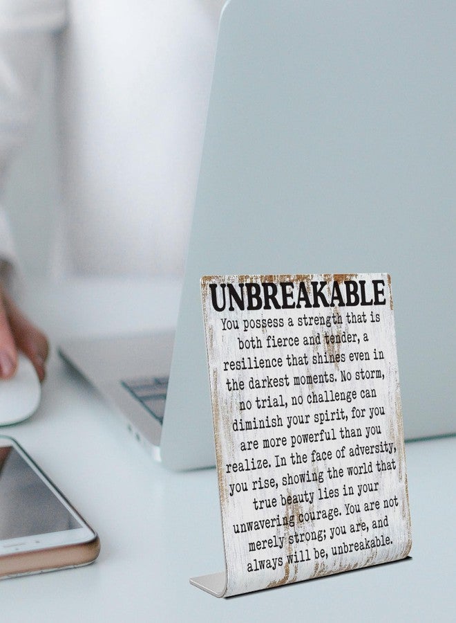 TRCENDE Unbreakable Inspirational Desk Sign Resilience & Strength Quote Decor, Rustic Steel Plaque Gift for Women, Survivors, Therapists, Friends, or Coworkers - Mental Health Empowerment Sign XLK516 - Image 3